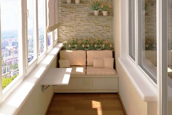 Дизайн балкона, интерьер лоджии в квартире, современные идеи.7